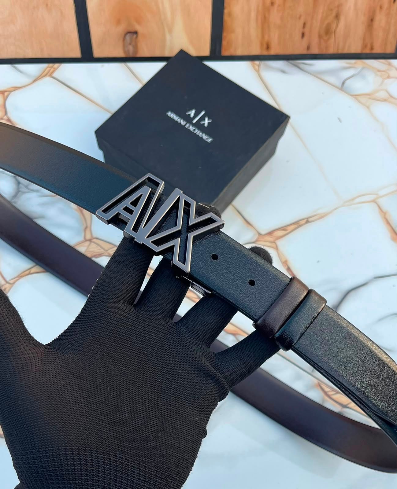 Formal Reversible Leather Belt with Metal Buckle - B