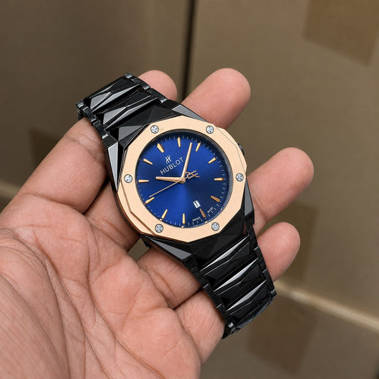 Bold Black & Rose Gold Chronograph Watch for Men | Premium Watch - B - The NPY Store