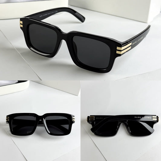 Marc Jacobs Black Square Sunglasses with Gold Accent for Men & Women T