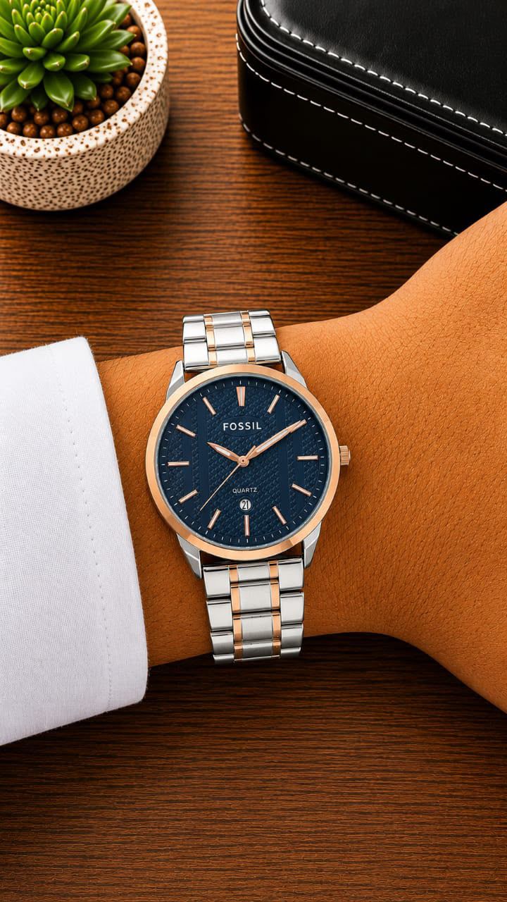 Fossil Premium Quartz Men's Watch – Stainless Steel | 7AA Quality - B