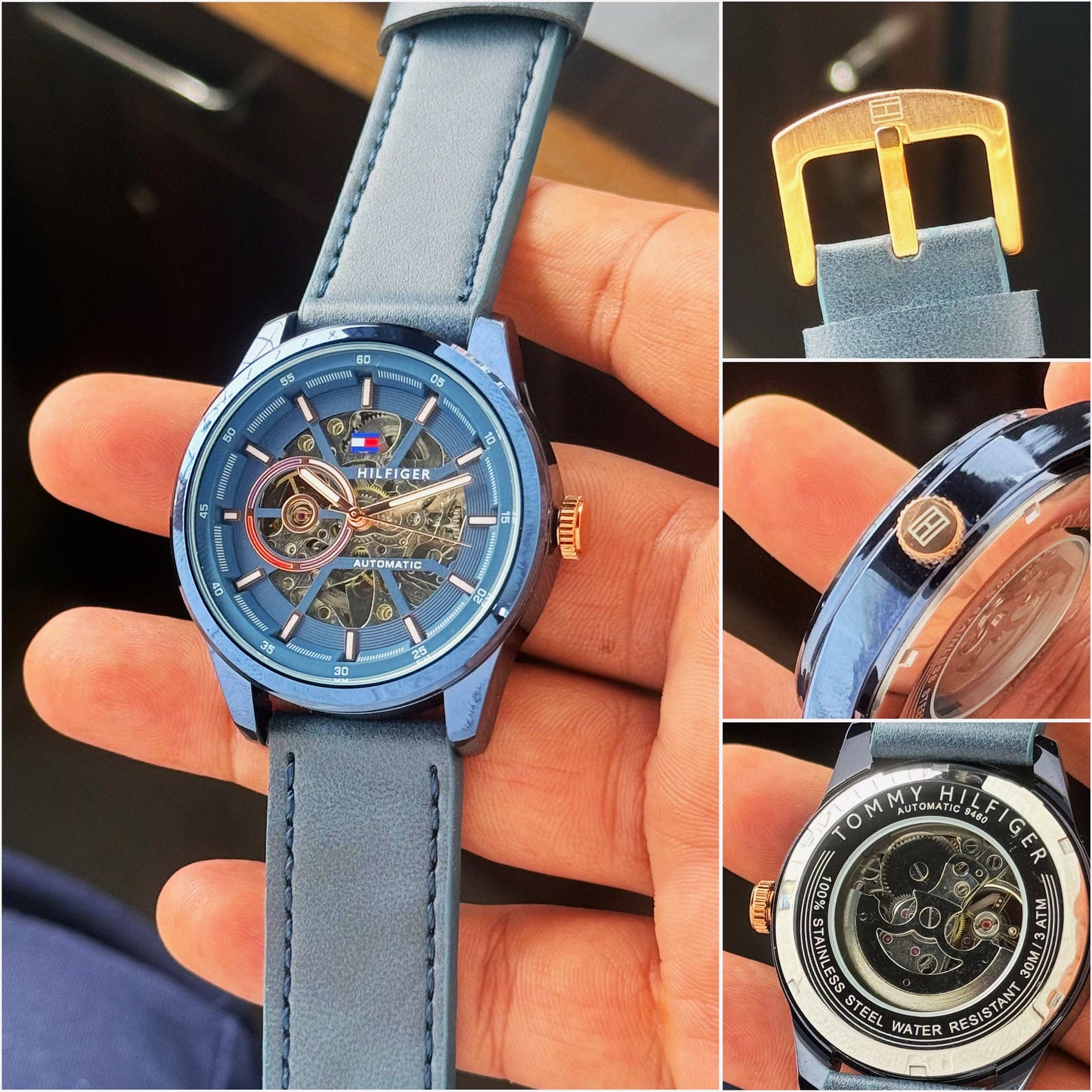 Tommy Hilfiger Modern Automatic Premium Men's Watch – Blue Skeleton Dial | 7AA Quality - B