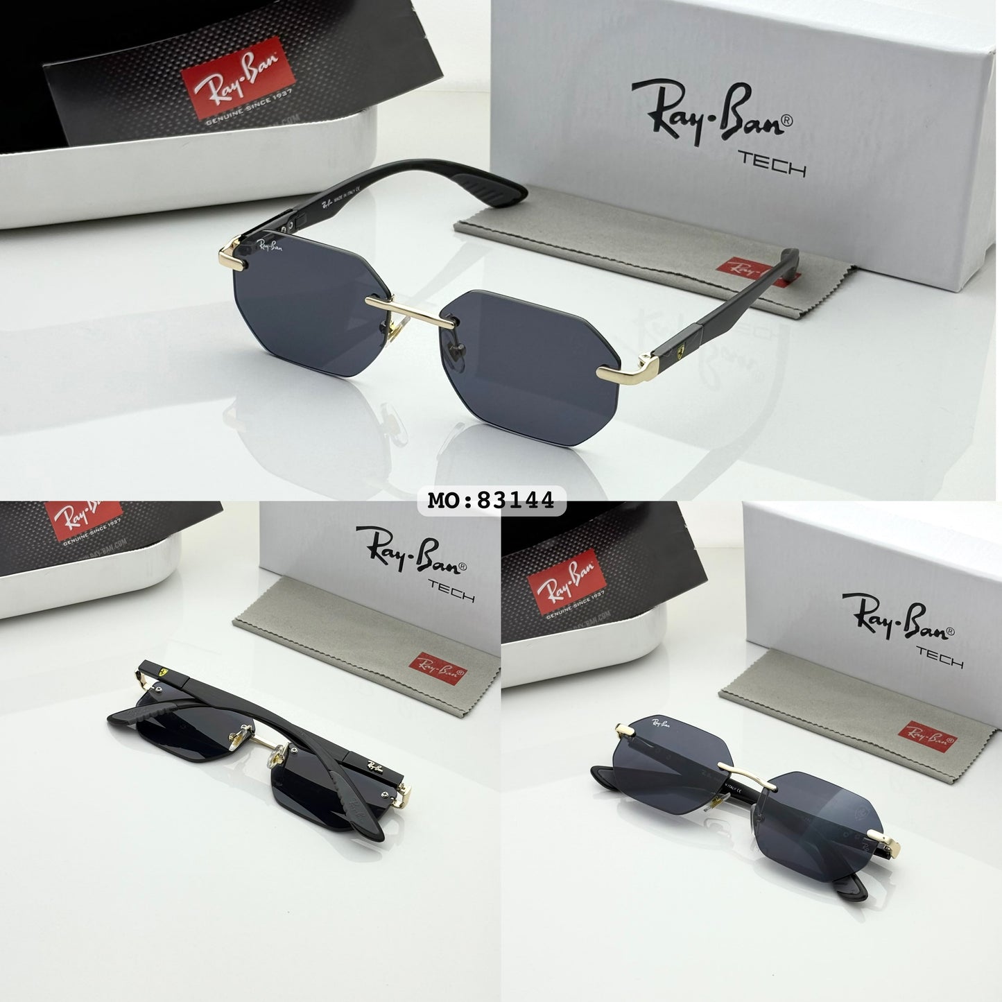 Ray-Ban Tech 83144 Rimless Polarized Sunglasses for Men | Luxury Hexagonal Frame - R