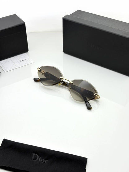 Dior 98513 Golden Brown Shaded Premium Rimless Sunglasses for Men & Women - T