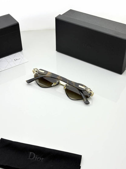 Dior 98513 Golden Brown Shaded Premium Rimless Sunglasses for Men & Women - T