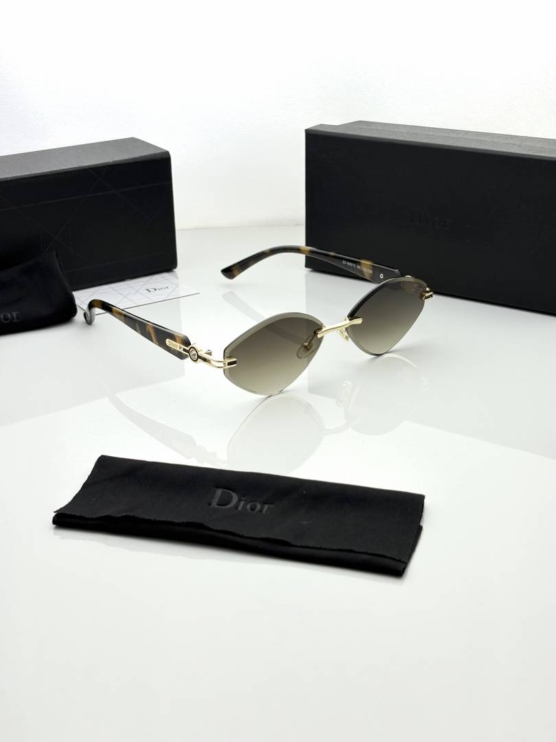 Dior 98513 Golden Brown Shaded Premium Rimless Sunglasses for Men & Women - T