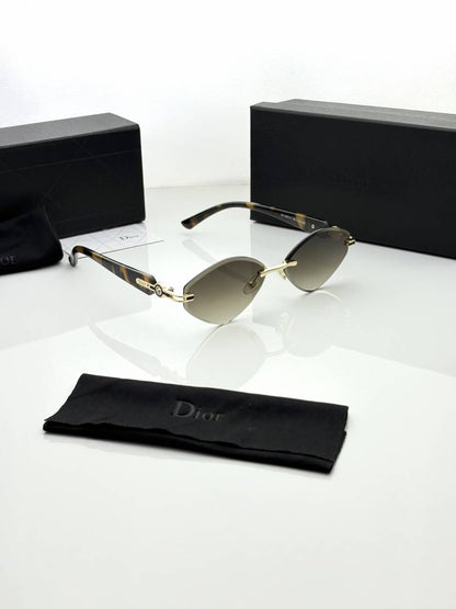 Dior 98513 Golden Brown Shaded Premium Rimless Sunglasses for Men & Women - T