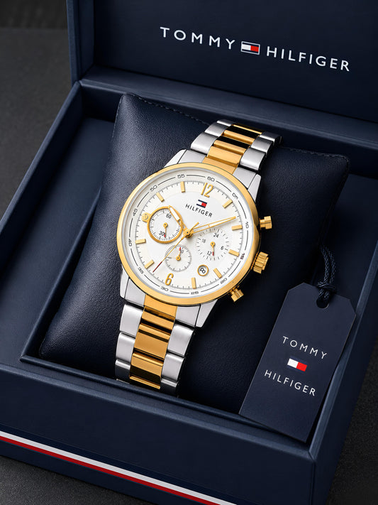 Tommy Hilfiger Evan Chronograph Premium Men's Watch – Gold & Silver | 7AA Quality - B
