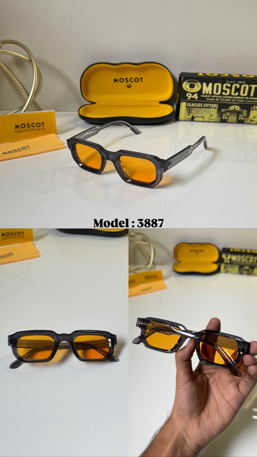 Moscot 3887 Yellow Grey Premium Sunglasses for Men | UV400 Stylish Square Frame - R