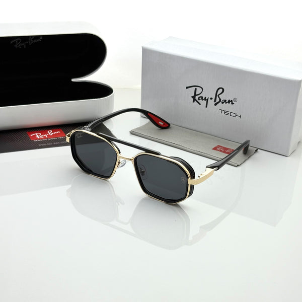 Ray-Ban 98489 Golden Black Premium Sunglasses for Men | UV400 Luxury Metal Frame - R