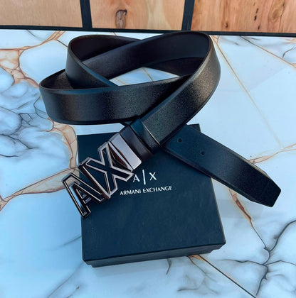 Formal Reversible Leather Belt with Metal Buckle - B