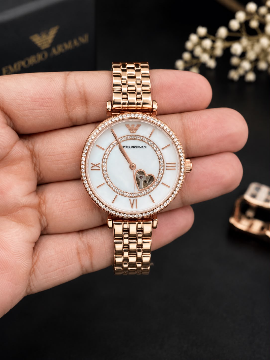 Emporio Armani Ladies Automatic Rose Gold Watch – Premium Self-Winding Stainless Steel Watch - R