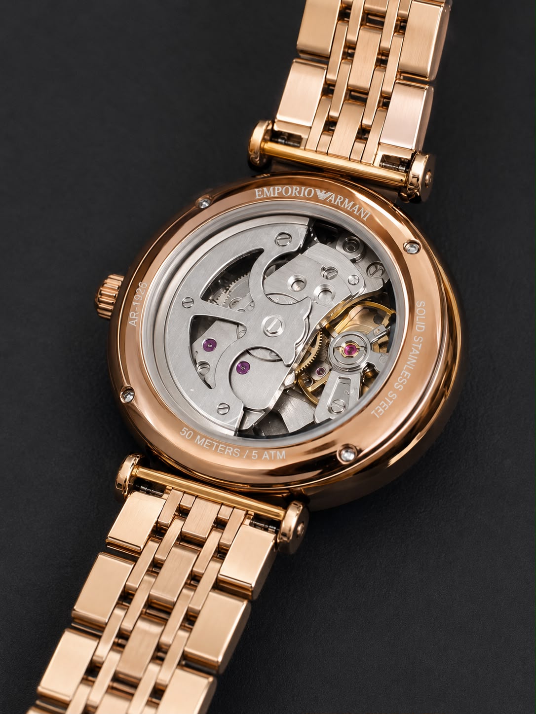 Emporio Armani Ladies Automatic Rose Gold Watch – Premium Self-Winding Stainless Steel Watch - R
