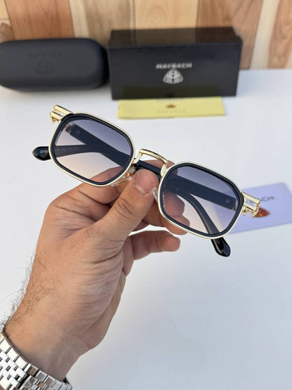 Classic Gold Frame Unisex Sunglasses with Gradient Lenses - B
