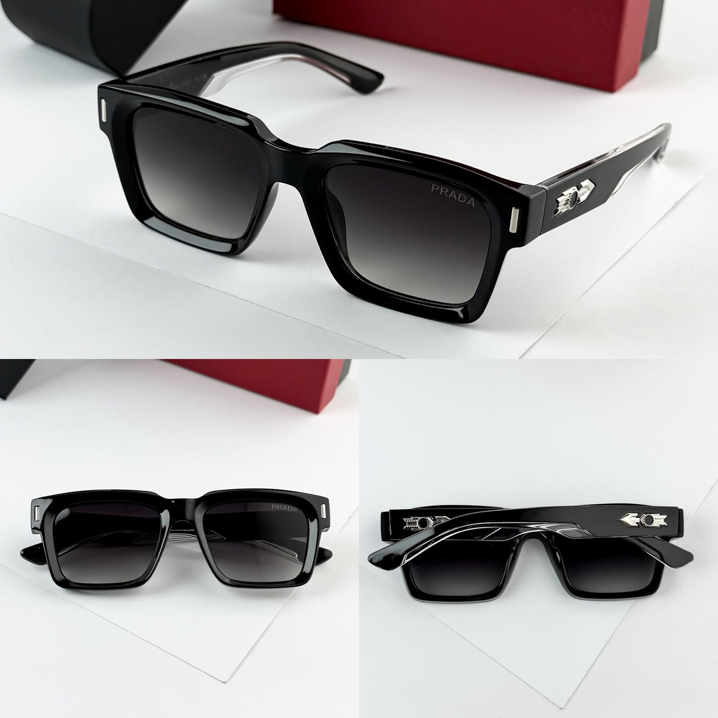 Bold Square Black Sunglasses with UV Protection for Men & Women T