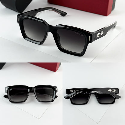 Bold Square Black Sunglasses with UV Protection for Men & Women T