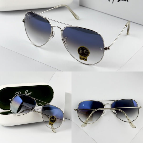 Timeless Aviator Sunglasses – Silver Metal Frame with Blue Gradient UV Lenses T - The NPY Store