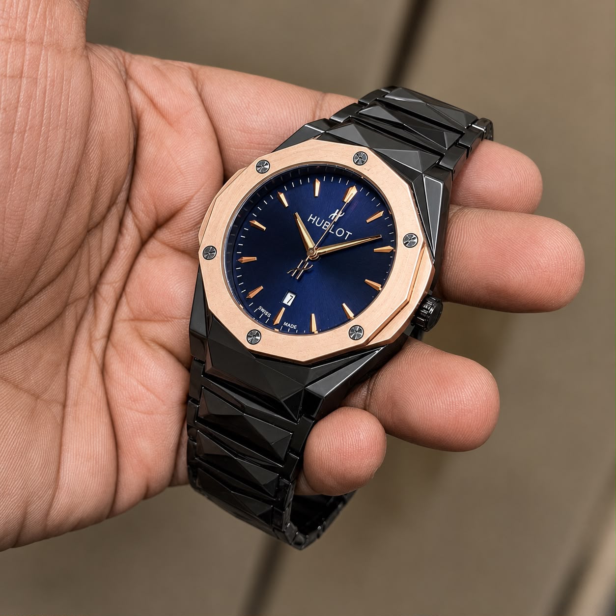 Bold Black & Rose Gold Chronograph Watch for Men | Premium Watch - B
