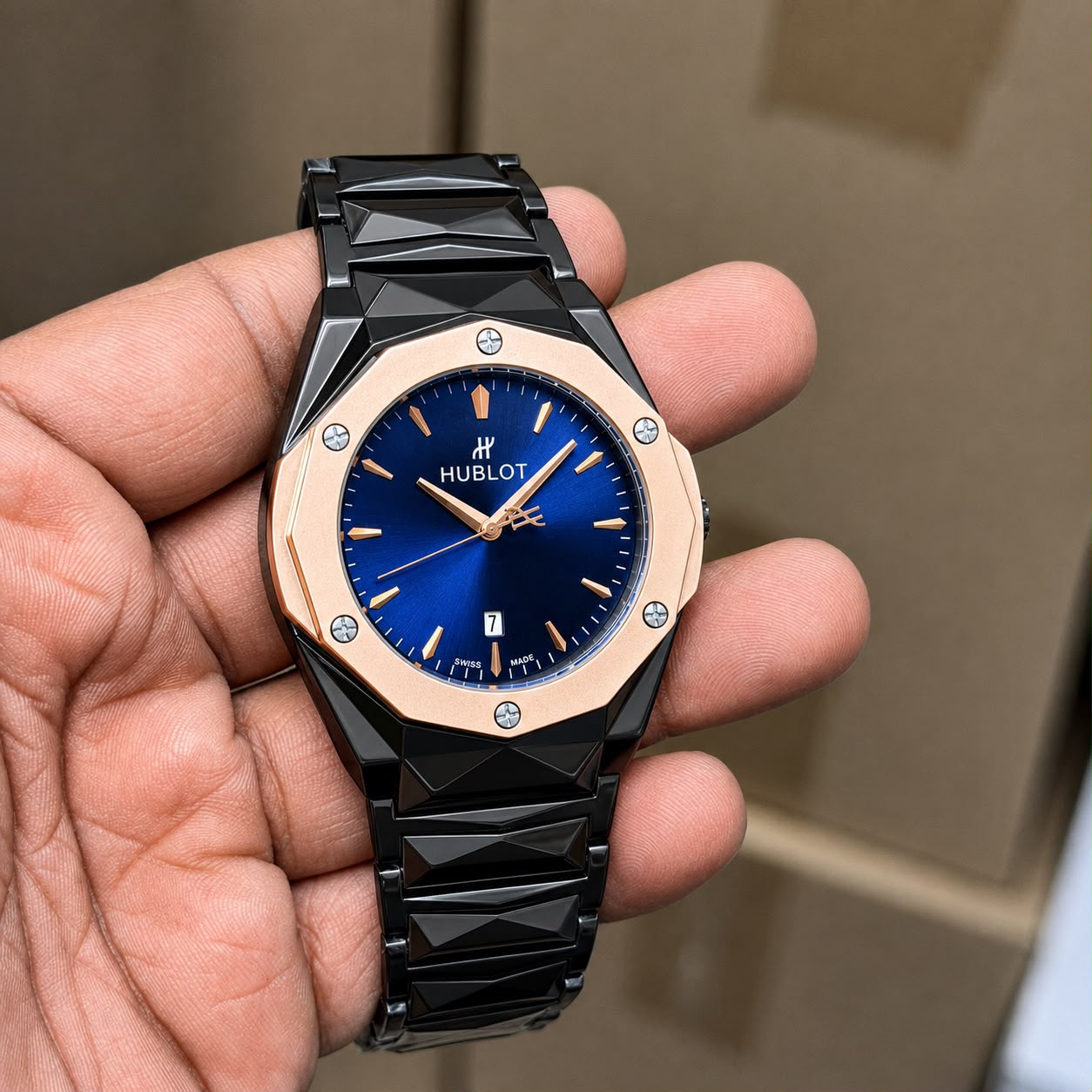 Bold Black & Rose Gold Chronograph Watch for Men | Premium Watch - B
