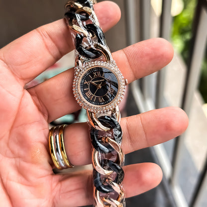 Premium Rose Gold Crystal Dial Bracelet Watch for Women T