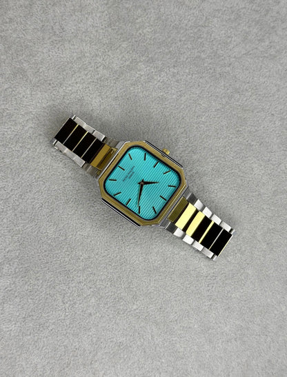 Premium Rectangular Ocean Blue Dial Quartz Watch for Men T