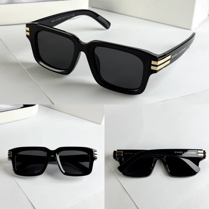 Marc Jacobs Black Square Sunglasses with Gold Accent for Men & Women T