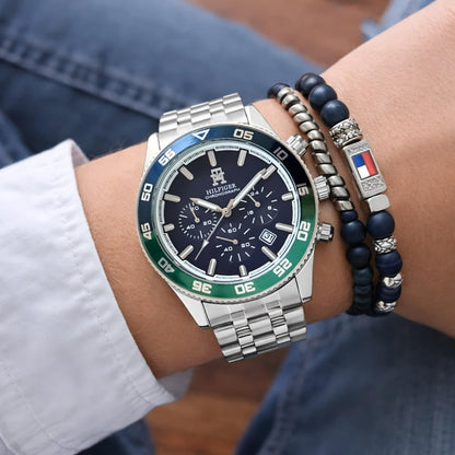 Tommy Hilfiger TH85 Chronograph Black Dial Silver Watch for Men T