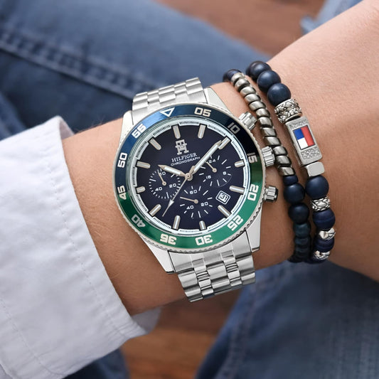 Tommy Hilfiger TH85 Chronograph Black Dial Silver Watch for Men T