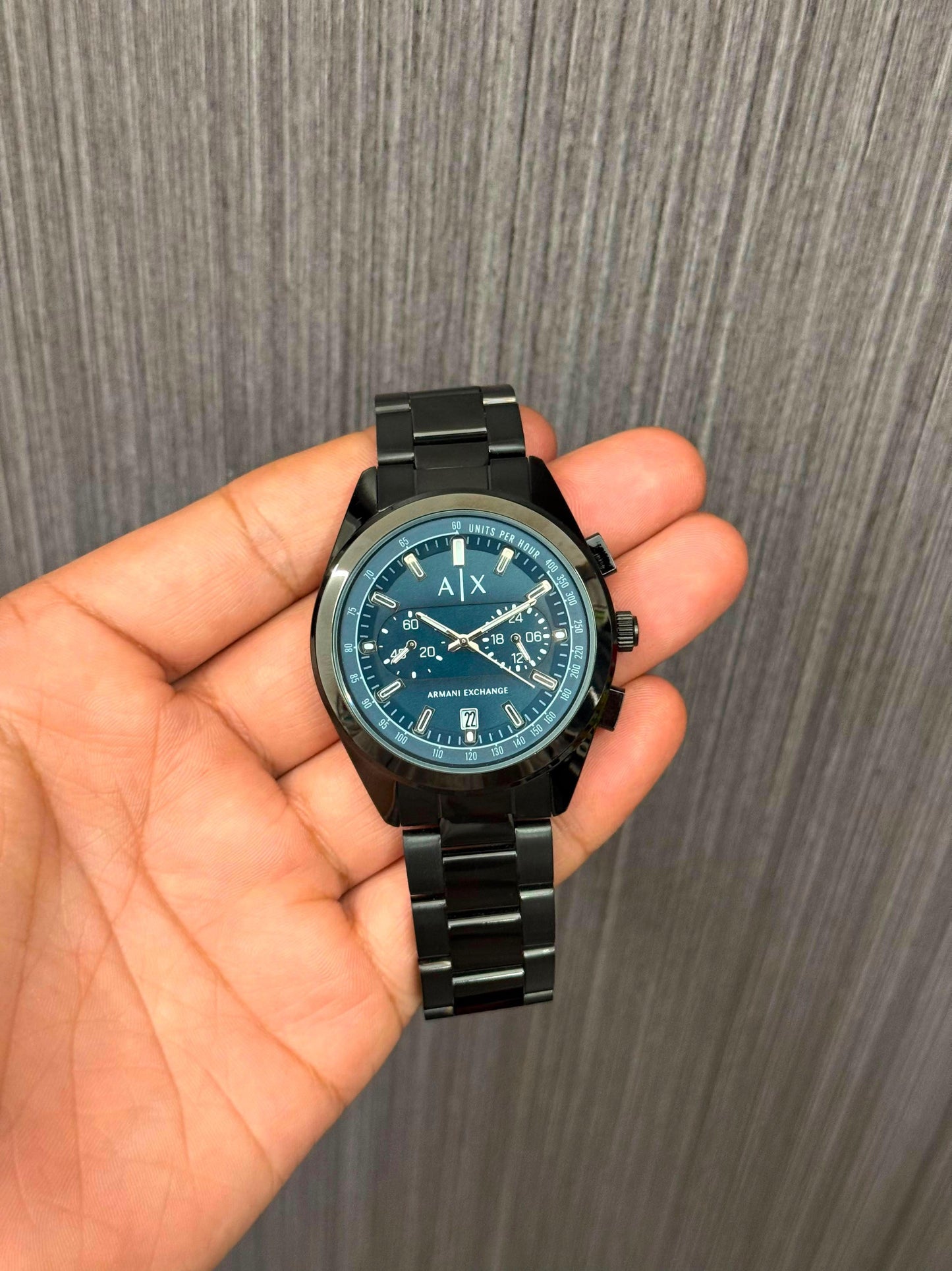 Armani Exchange Blue Dial Chronograph Men's Watch – Black Strap | 7AA Premium - B