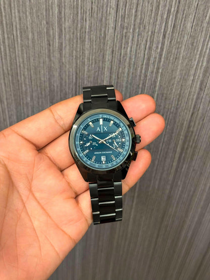 Armani Exchange Blue Dial Chronograph Men's Watch – Black Strap | 7AA Premium - B