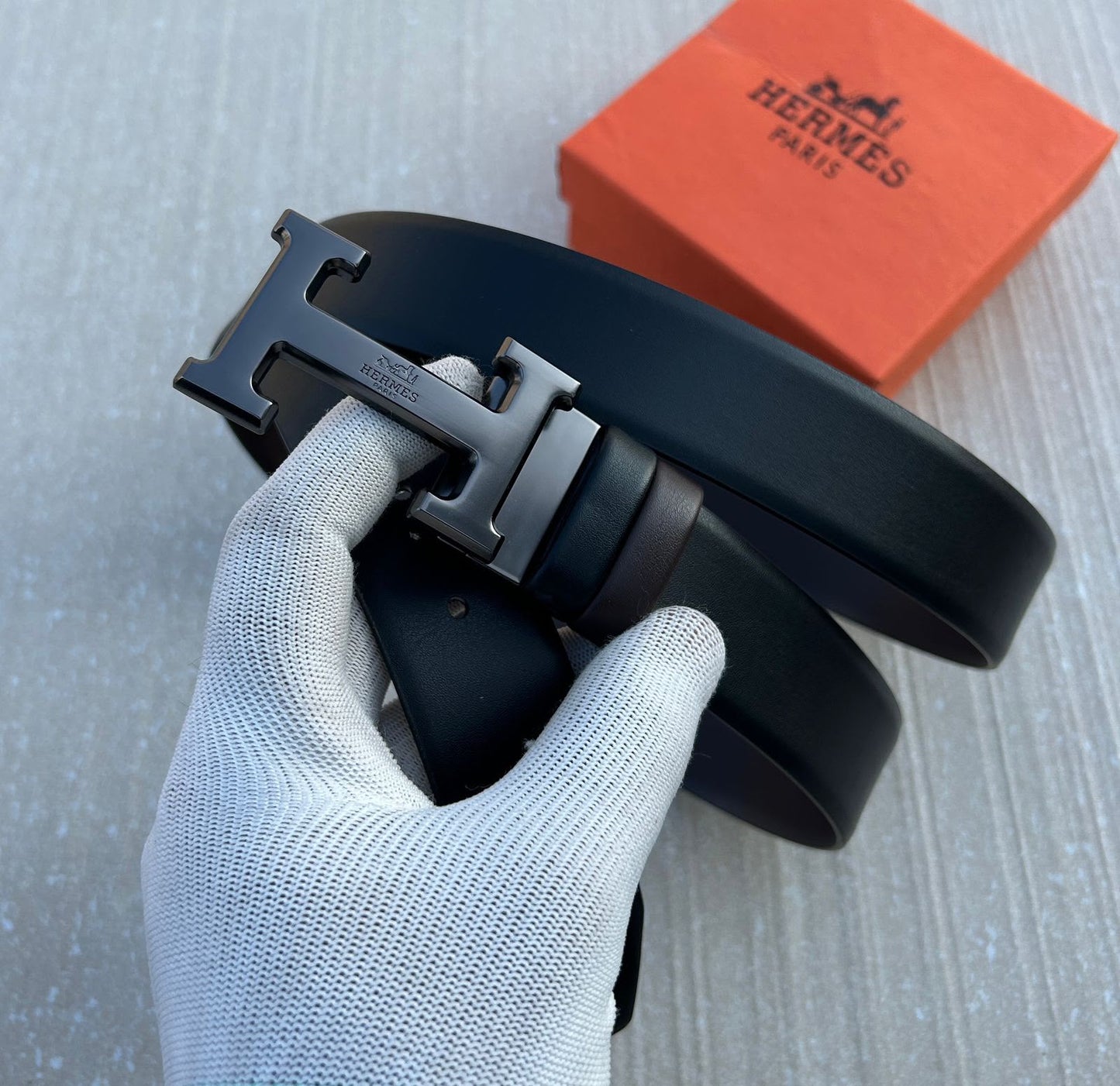 Premium Reversible Leather Belt for Men with Luxury Gift Box - B