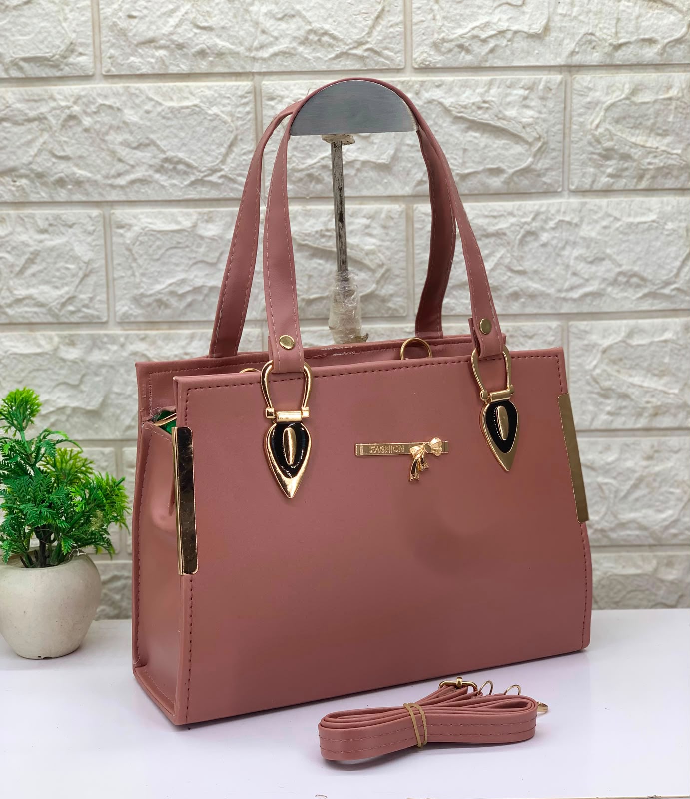 Elegant PU Leather Women's Handbag | Premium Tote Bag with Sling Strap | Stylish Shoulder Bag for Women - B