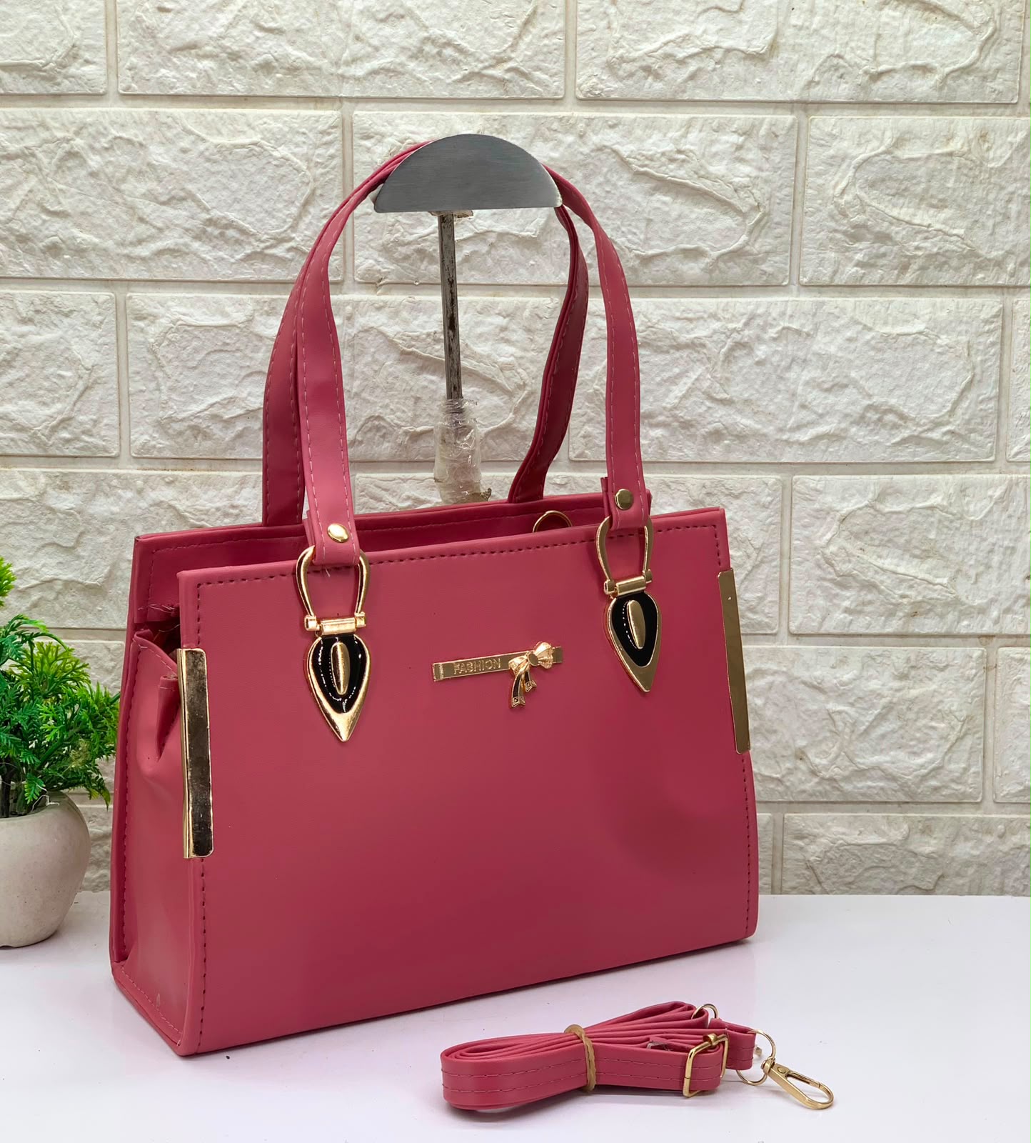 Elegant PU Leather Women's Handbag | Premium Tote Bag with Sling Strap | Stylish Shoulder Bag for Women - B