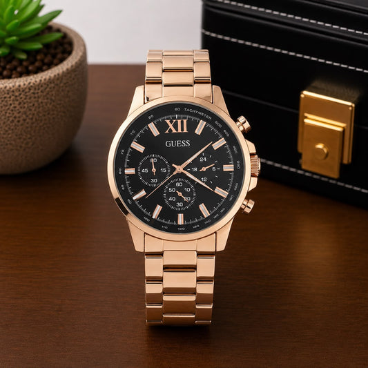 Men's Luxury Stainless Steel Chronograph Analog Watch with Quartz Movement - B - The NPY Store
