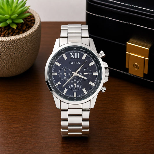 Men's Luxury Stainless Steel Chronograph Analog Watch with Quartz Movement - B - The NPY Store