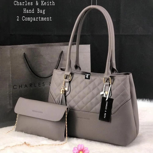 Women's Quilted 2-Piece Tote Handbag Set with Matching Sling Clutch, Double Compartment & Top Handle - B - The NPY Store