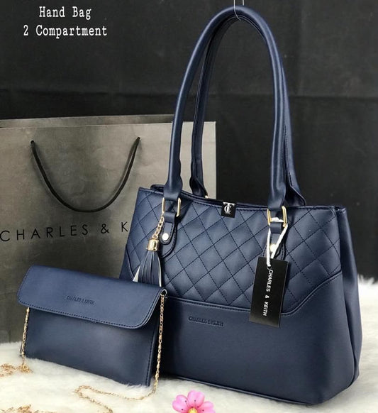 Women's Quilted 2-Piece Tote Handbag Set with Matching Sling Clutch, Double Compartment & Top Handle - B - The NPY Store