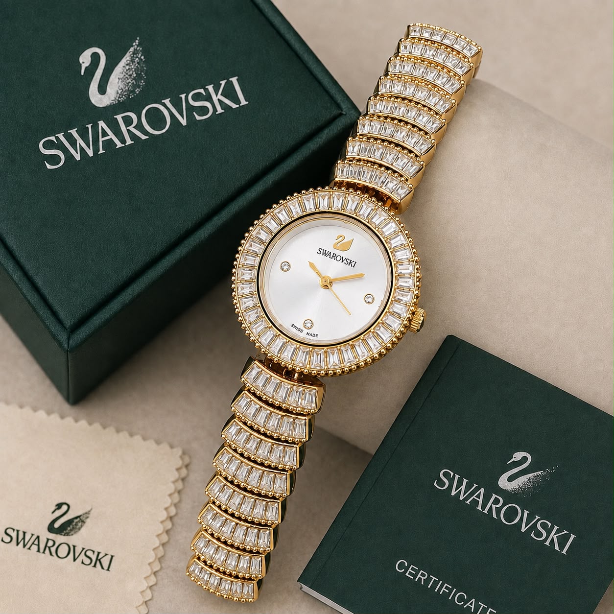 Crystal Accent Gold-Tone Women's Bracelet Watch T