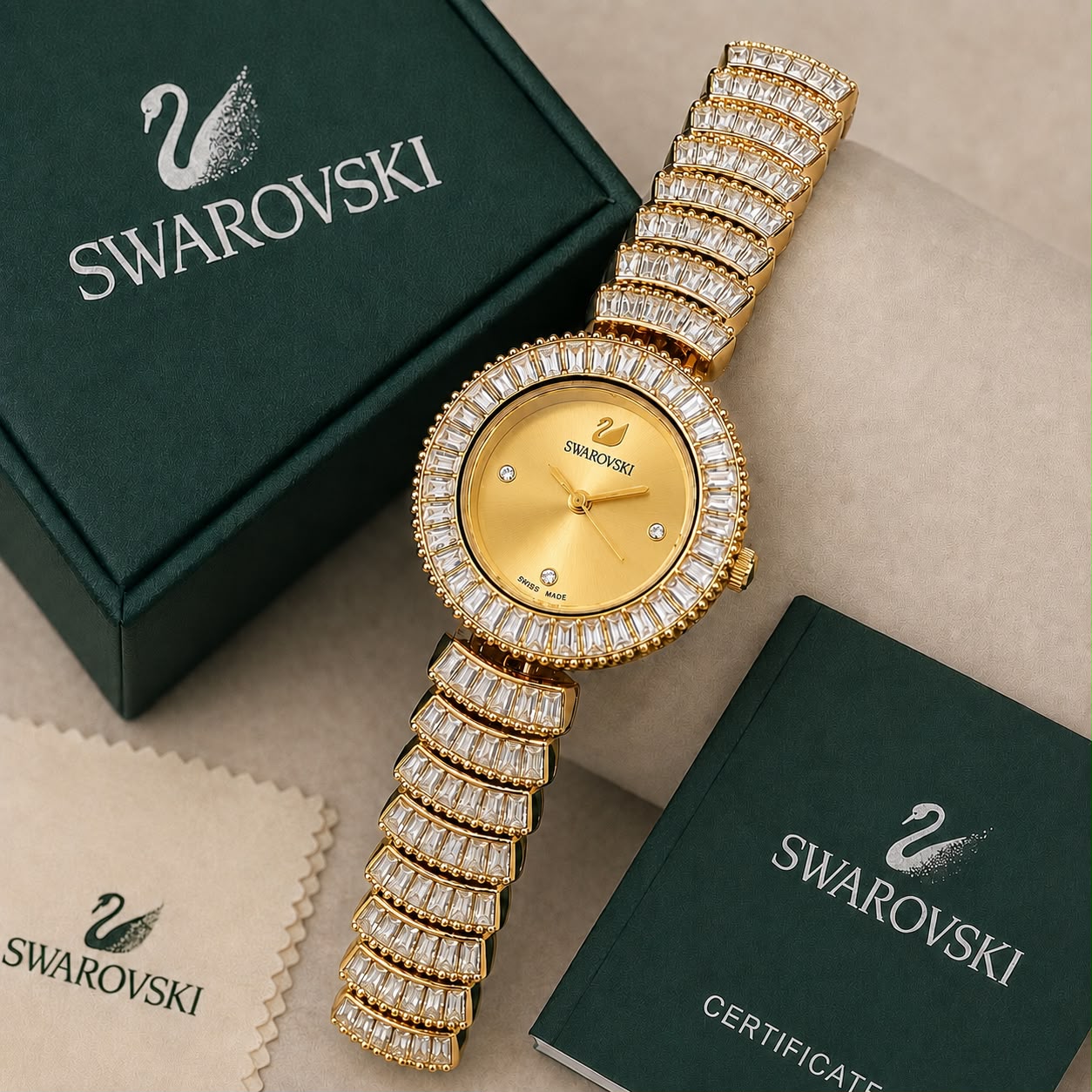 Crystal Accent Gold-Tone Women's Bracelet Watch T