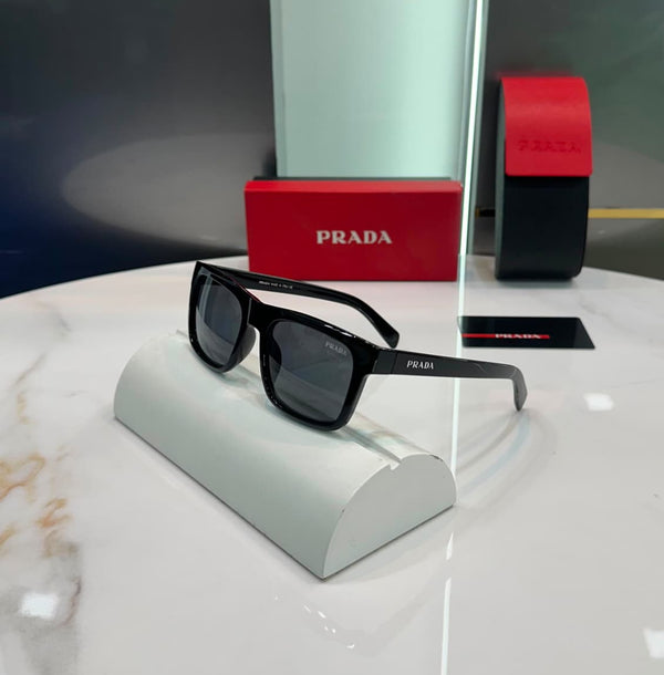Premium glossy black square sunglasses with smoke UV protection lenses for men and women