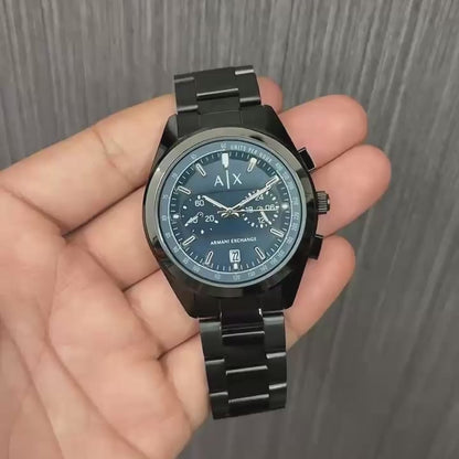 Armani Exchange Blue Dial Chronograph Men's Watch – Black Strap | 7AA Premium - B