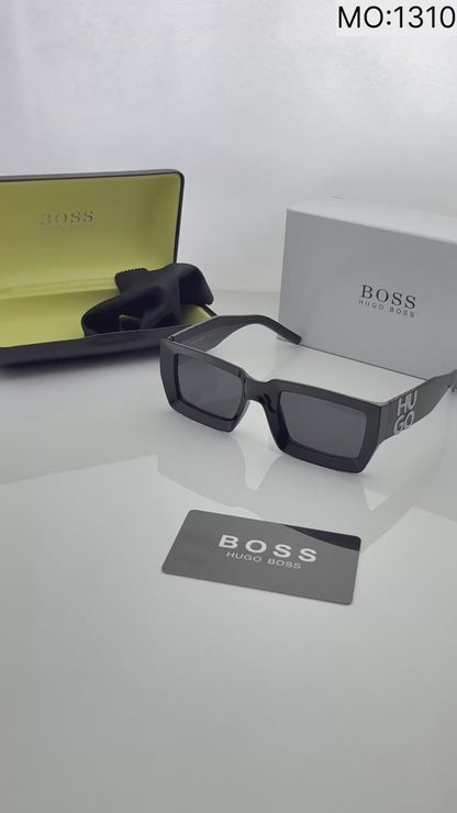 Bold Rectangular Black Sunglasses for Men & Women – UV Protection Eyewear T