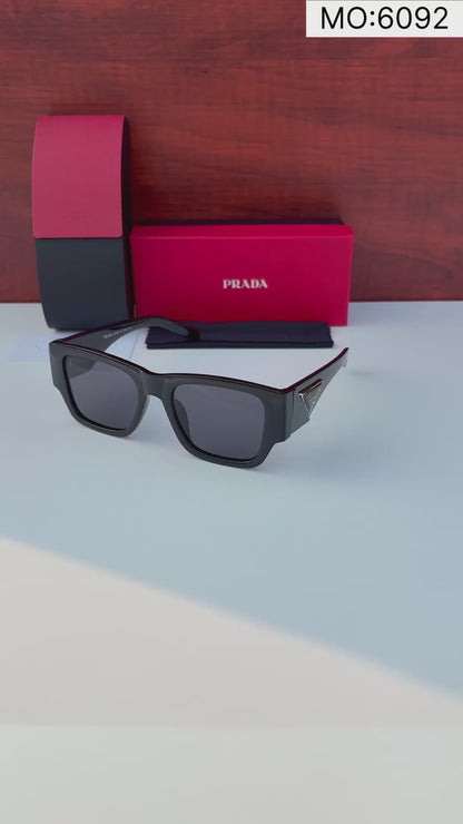Signature Square Black Sunglasses for Men & Women – Smoke UV Protection Lens T