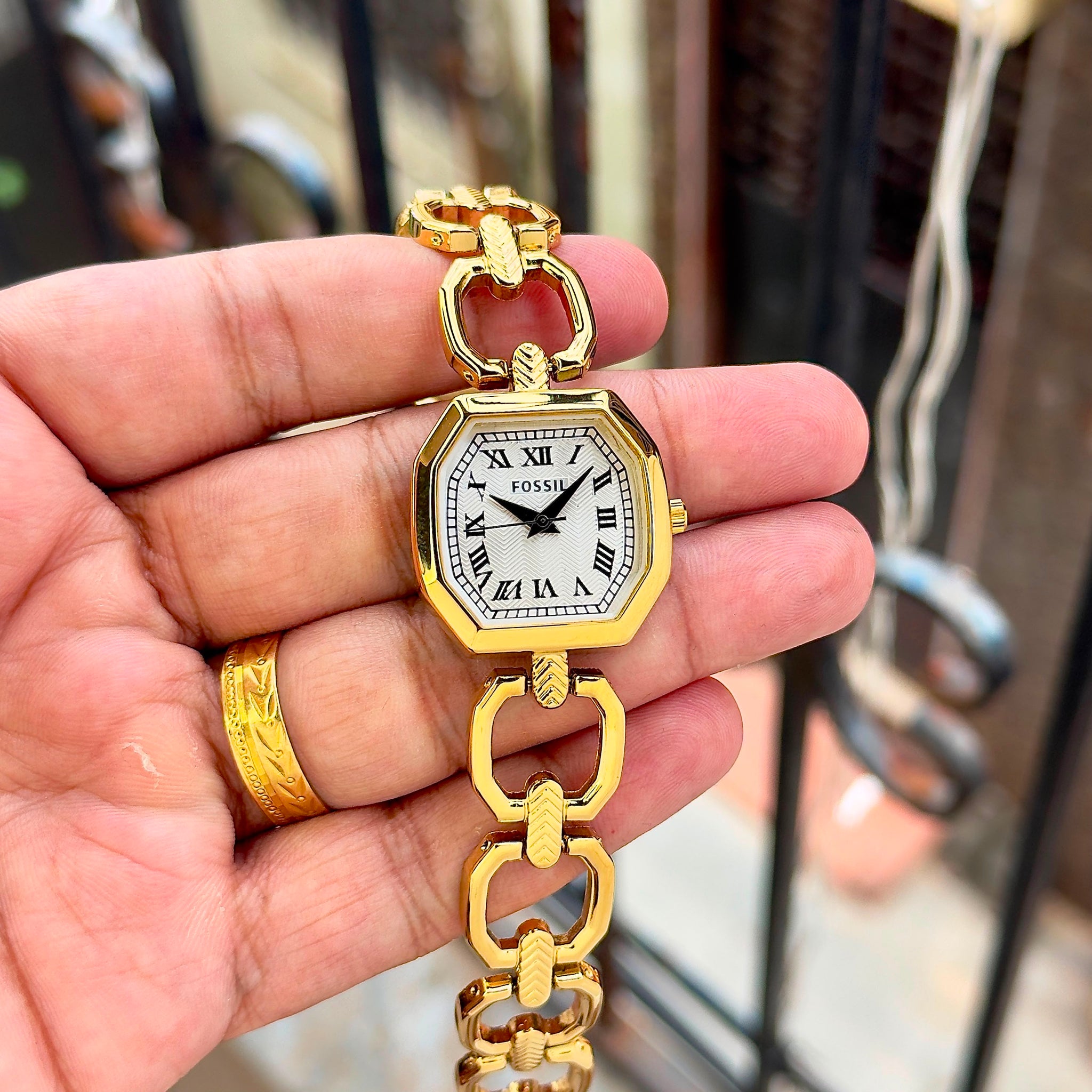 Women’s gold-tone octagonal watch 