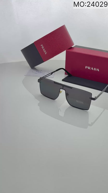 Prada 24029 Full Black Premium Polarized Sunglasses for Men | Luxury Square Frame - R